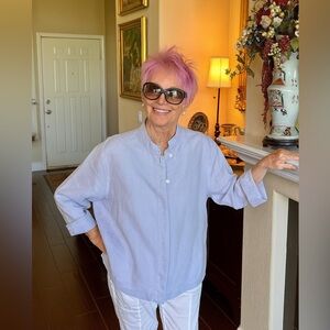 Bryn Walker NWOT‎ 100% Linen Blouse Lavender Size M